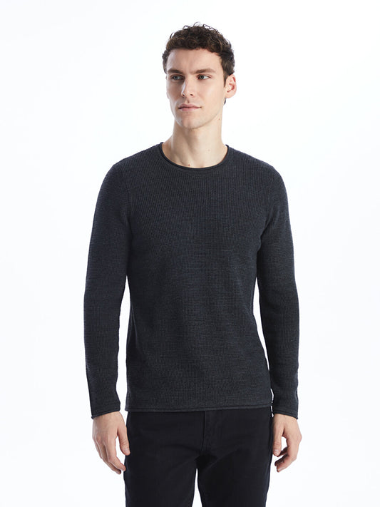 Crew Neck Long Sleeve Men's Knitwear Sweater