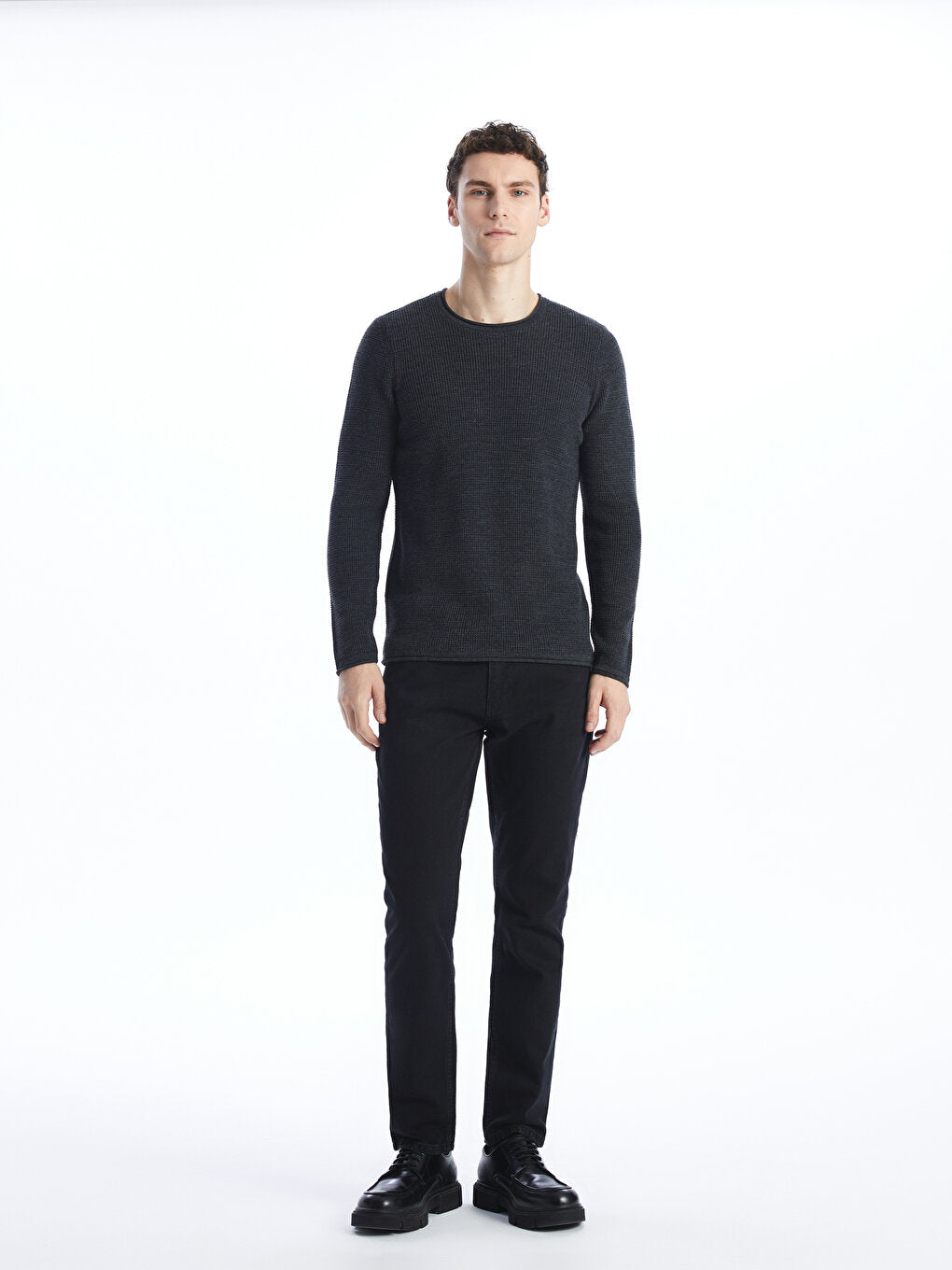 Crew Neck Long Sleeve Men's Knitwear Sweater