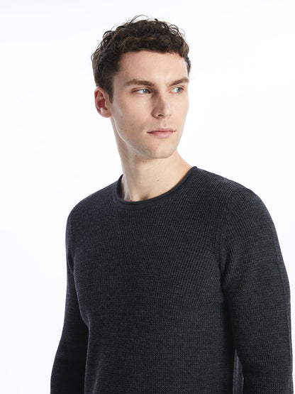 Crew Neck Long Sleeve Men's Knitwear Sweater