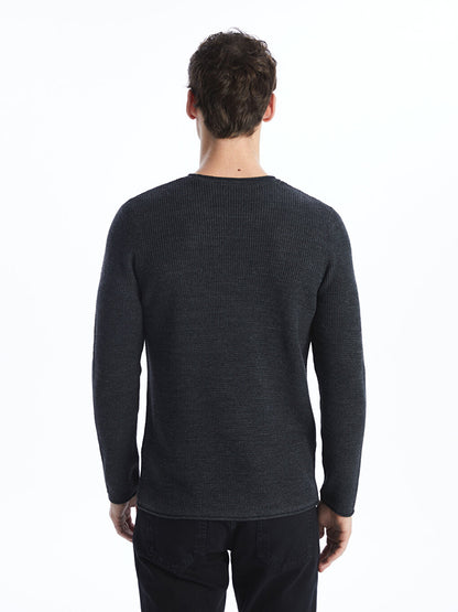 Crew Neck Long Sleeve Men's Knitwear Sweater