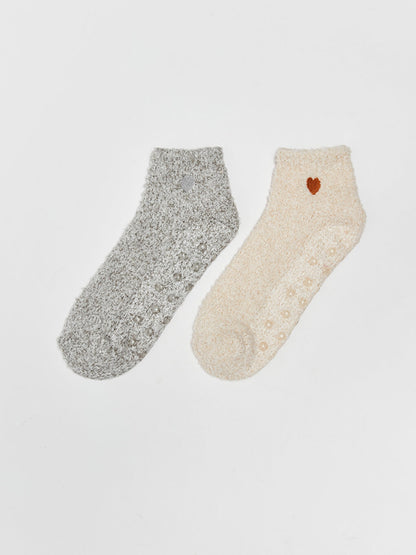 Embroidered Women's Home Socks 2 Pack