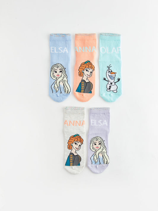 Frozen Patterned Girl's Socks, Pack of 5