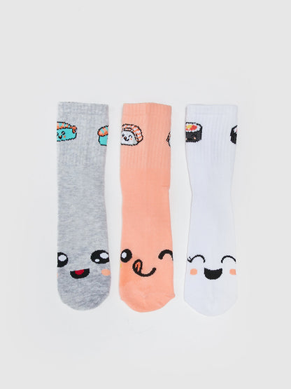 Patterned Girl's Socks 3-pack