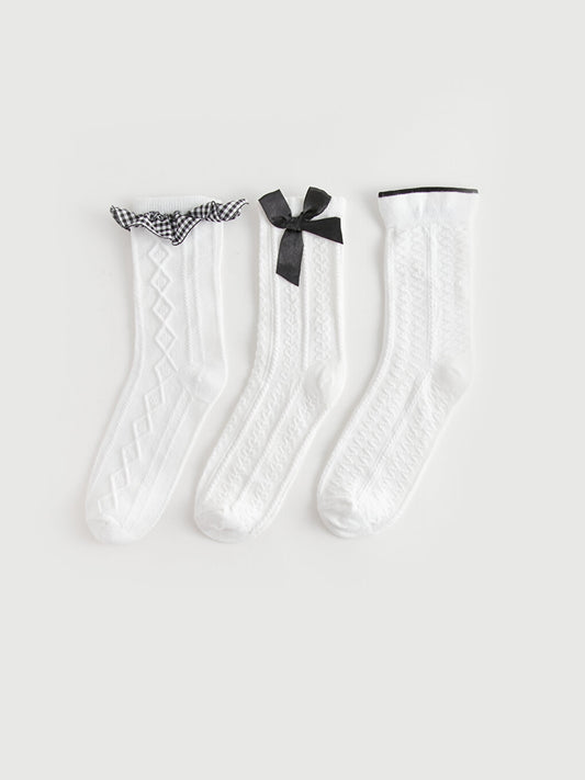 Self-patterned Girl's Socks 3-pack