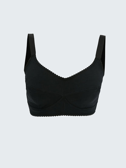 Non-wired, non-padded, flat support bra