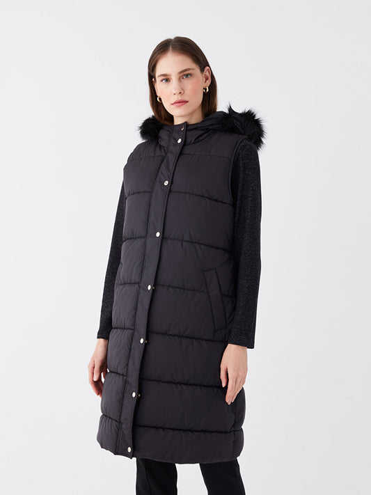 Women's Hooded Plain Puffer Vest