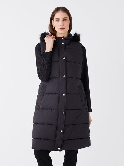 Women's Hooded Plain Puffer Vest