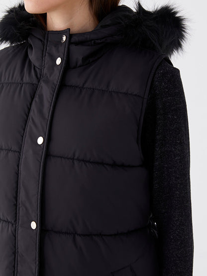 Women's Hooded Plain Puffer Vest