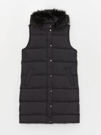 Women's Hooded Plain Puffer Vest