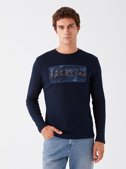 Crew Neck Long Sleeve Printed Men's Sweatshirt