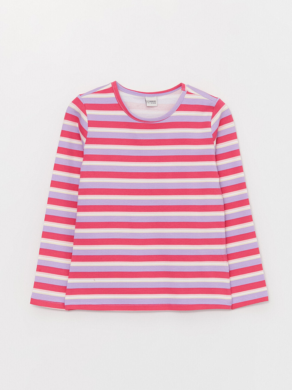 Crew Neck Striped Long Sleeve Girl's T-Shirt