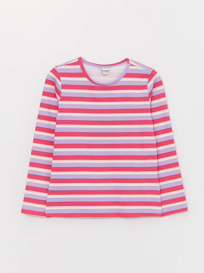 Crew Neck Striped Long Sleeve Girl's T-Shirt