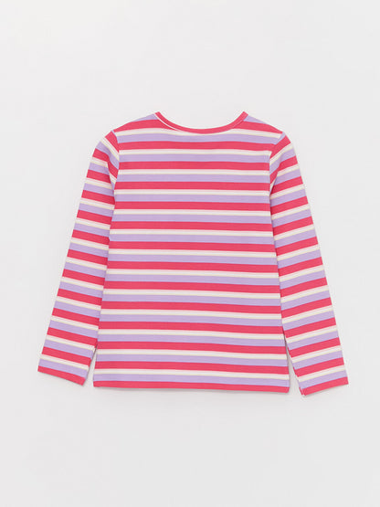 Crew Neck Striped Long Sleeve Girl's T-Shirt