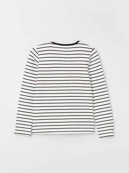 Crew Neck Striped Long Sleeve Girl's T-Shirt