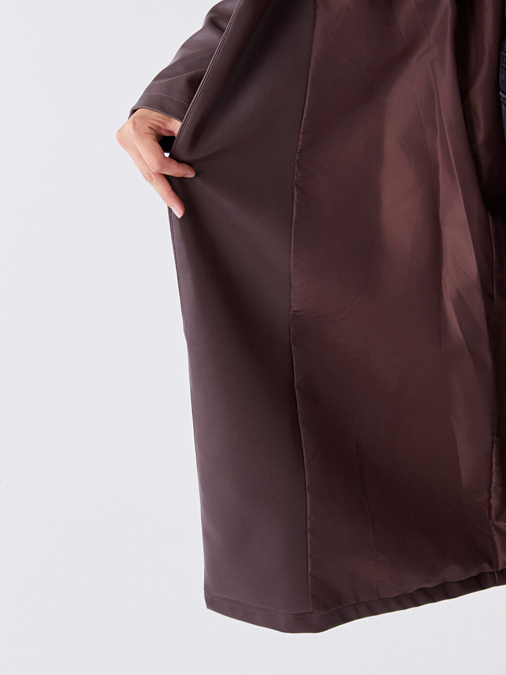 Jacket Collar Plain Long Sleeve Women's Leather Look Coat