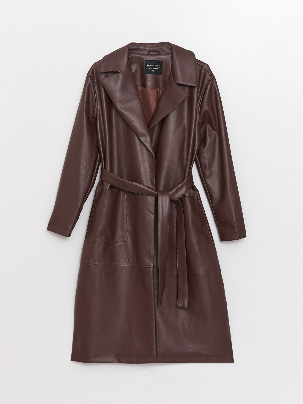 Jacket Collar Plain Long Sleeve Women's Leather Look Coat