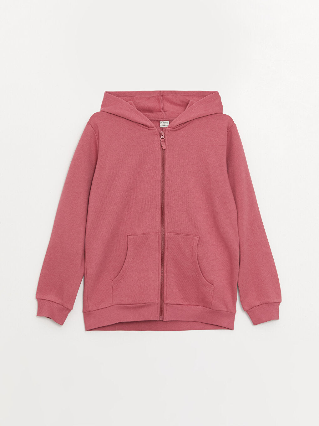 Hooded Basic Long Sleeve Girl's Zipper Sweatshirt