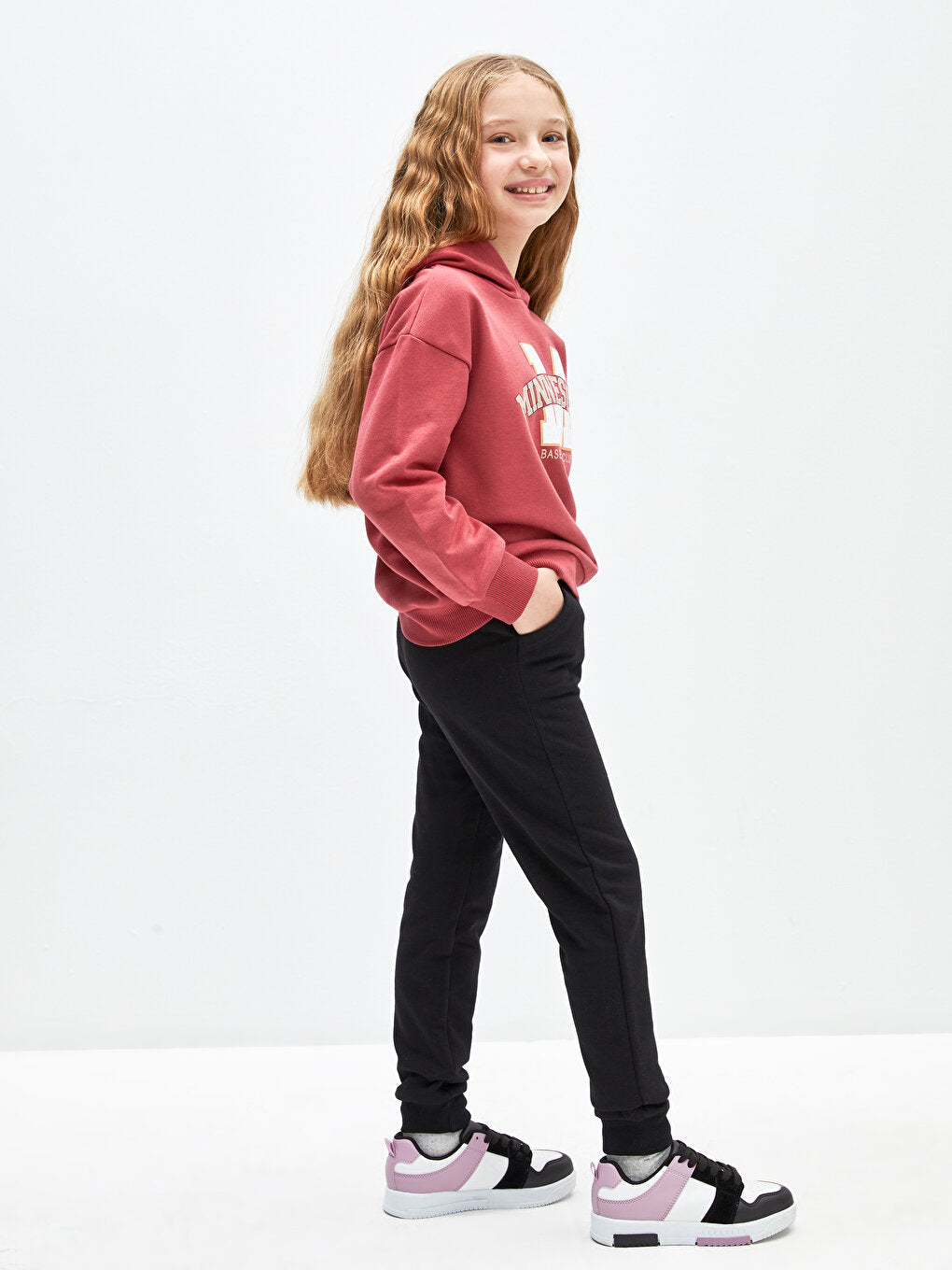 Basic Girl's Jogger Sweatpants with Elastic Waist