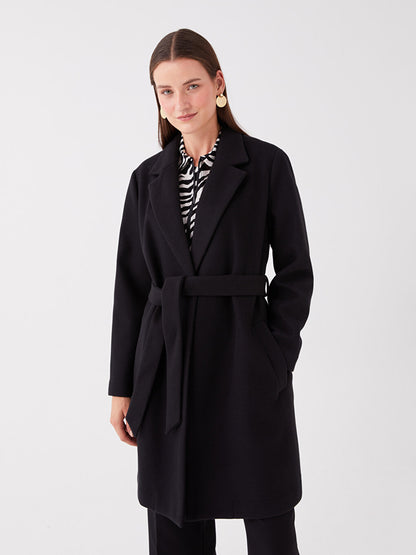 Women's Jacket Collar Plain Cashmere Coat