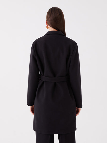 Women's Jacket Collar Plain Cashmere Coat