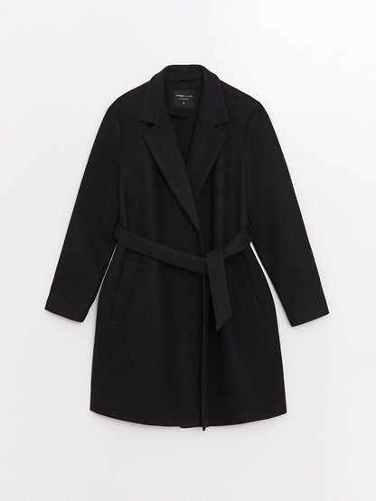 Women's Jacket Collar Plain Cashmere Coat