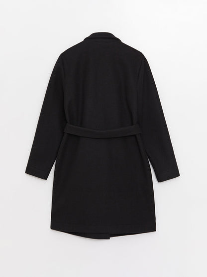 Women's Jacket Collar Plain Cashmere Coat