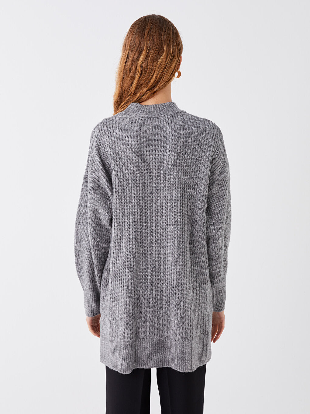 Half Turtleneck Plain Long Sleeve Women's Knitwear Tunic