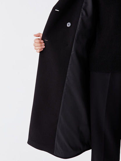 Women's Double Breasted Collar Plain Cuff Coat