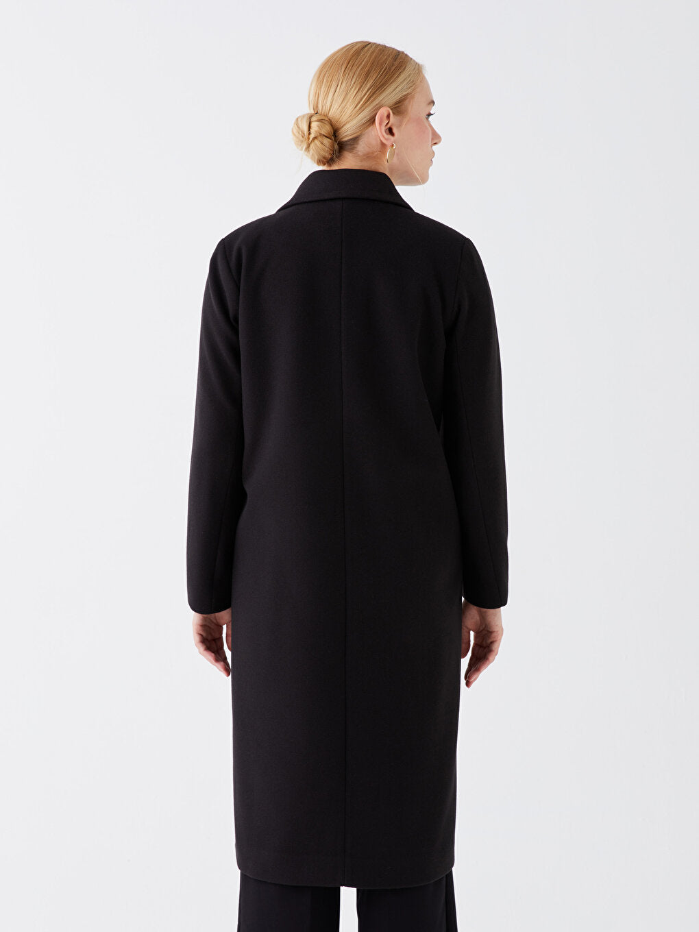 Women's Double Breasted Collar Plain Cuff Coat