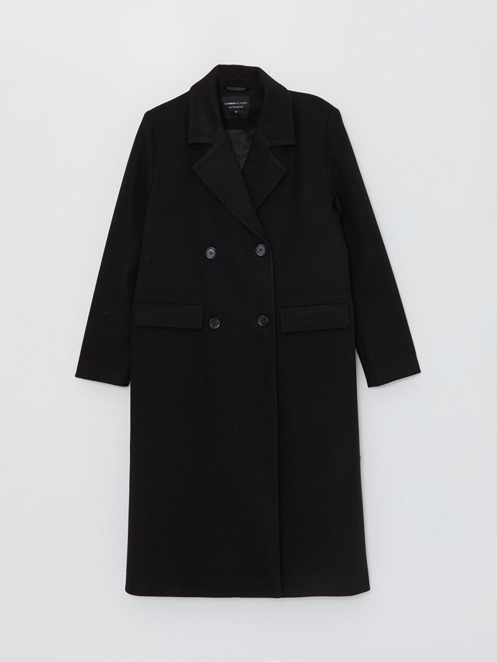 Women's Double Breasted Collar Plain Cuff Coat