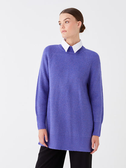 Half Turtleneck Plain Long Sleeve Women's Knitwear Tunic