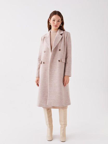 Jacket Collar Plain Long Sleeve Thick Women's Cashmere Coat