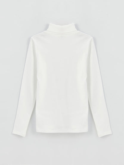 Turtleneck Basic Long Sleeve Girl's T-Shirt