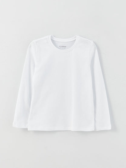 Crew Neck Basic Long Sleeve Girl's T-Shirt