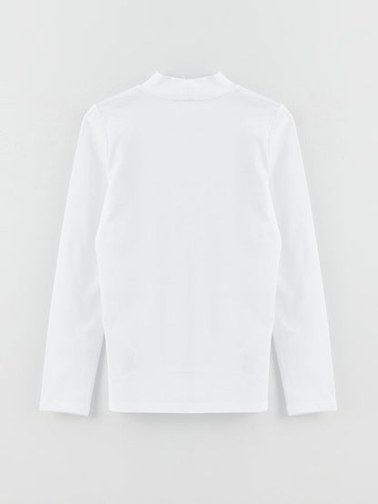 Half Turtleneck Basic Long Sleeve Girl's T-Shirt