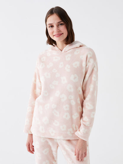 Hooded Patterned Long Sleeve Women's Pajama Set