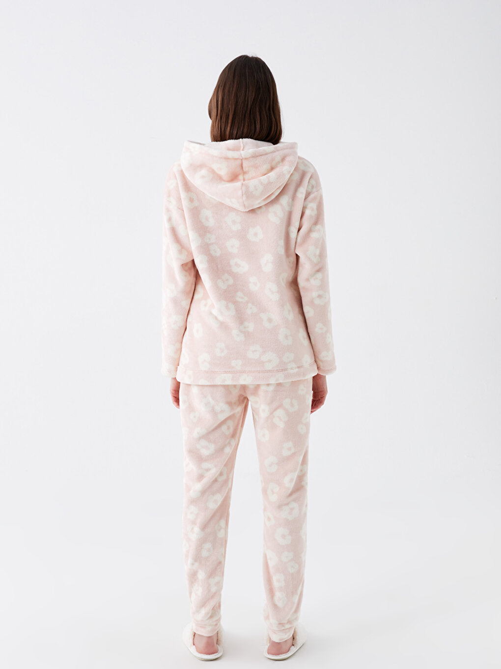 Hooded Patterned Long Sleeve Women's Pajama Set