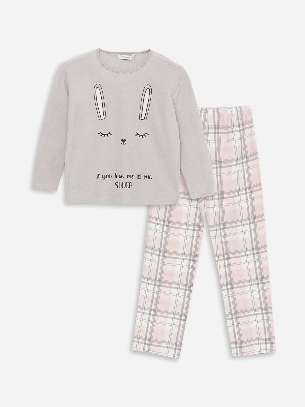 Crew Neck Embroidered Long Sleeve Women's Pajama Set