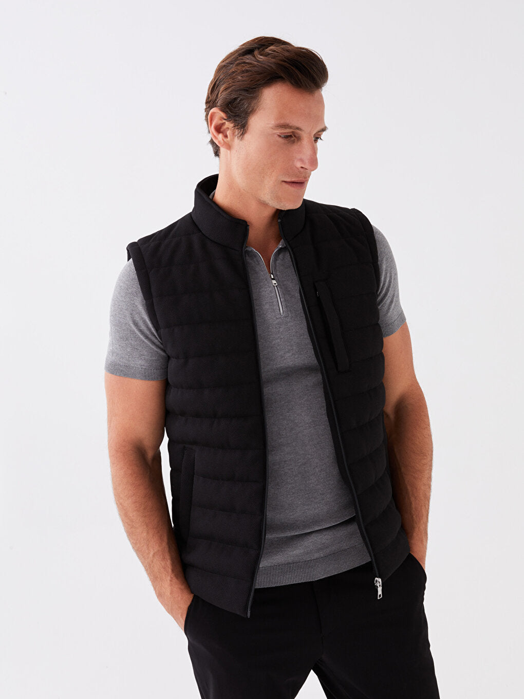 Standard Mold Stand Collar Men's Puffer Vest