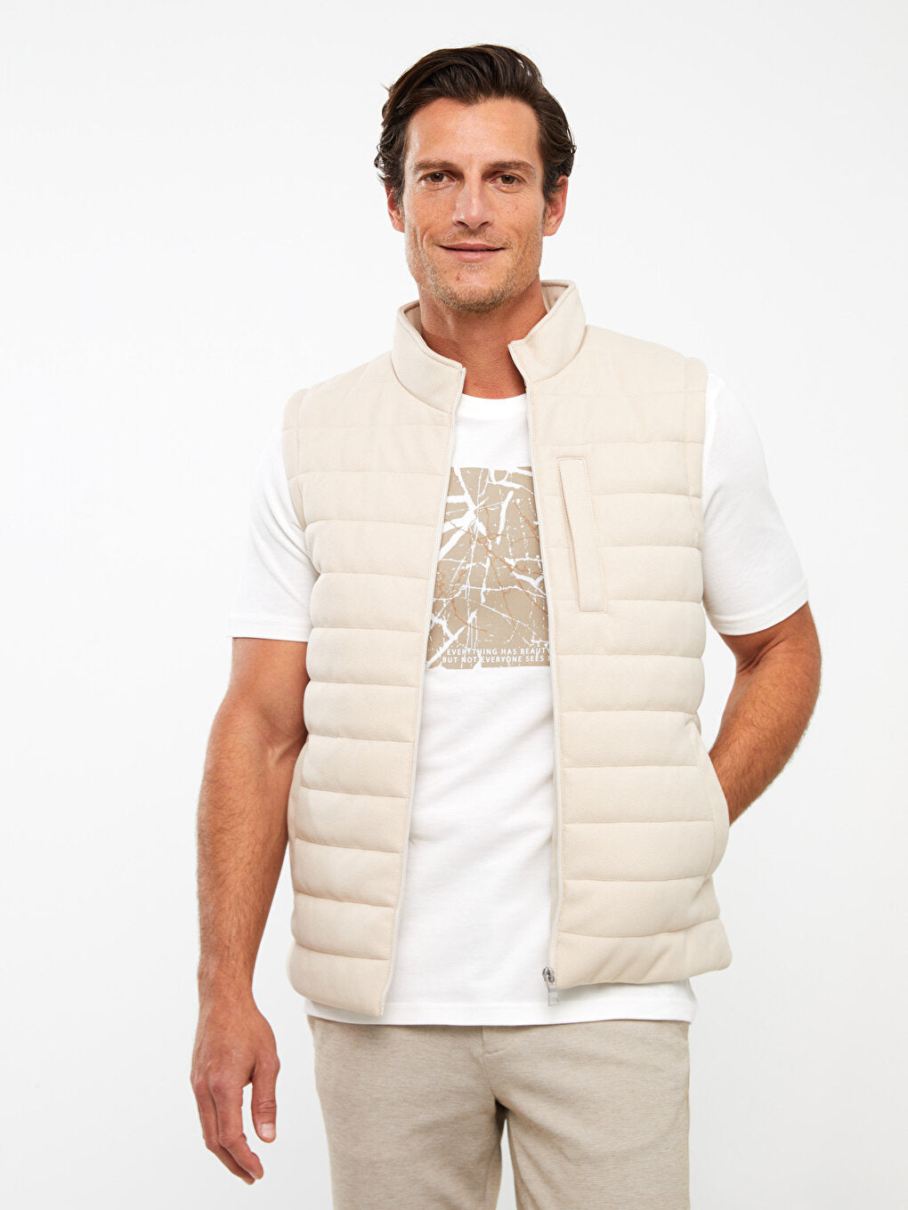 Standard Mold Stand Collar Men's Puffer Vest