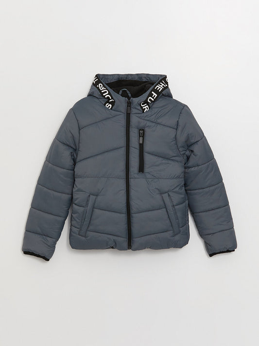 Hooded Printed Boys Puffer Coat