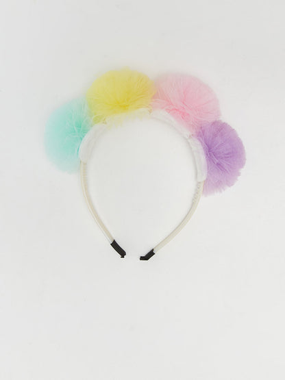 Girl's Crown with Tulle Pompom