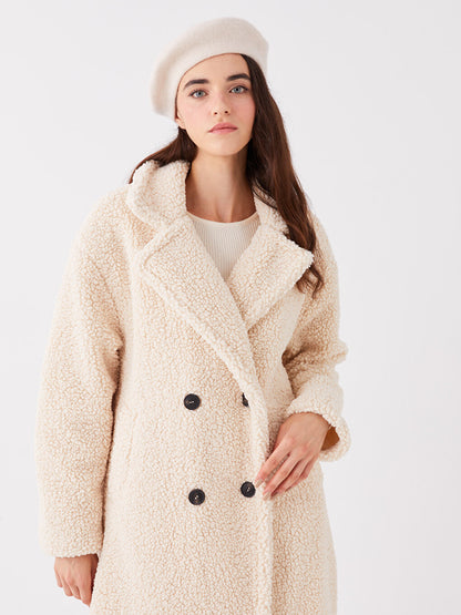 Jacket Collar Plain Long Sleeve Women's Teddy Coat