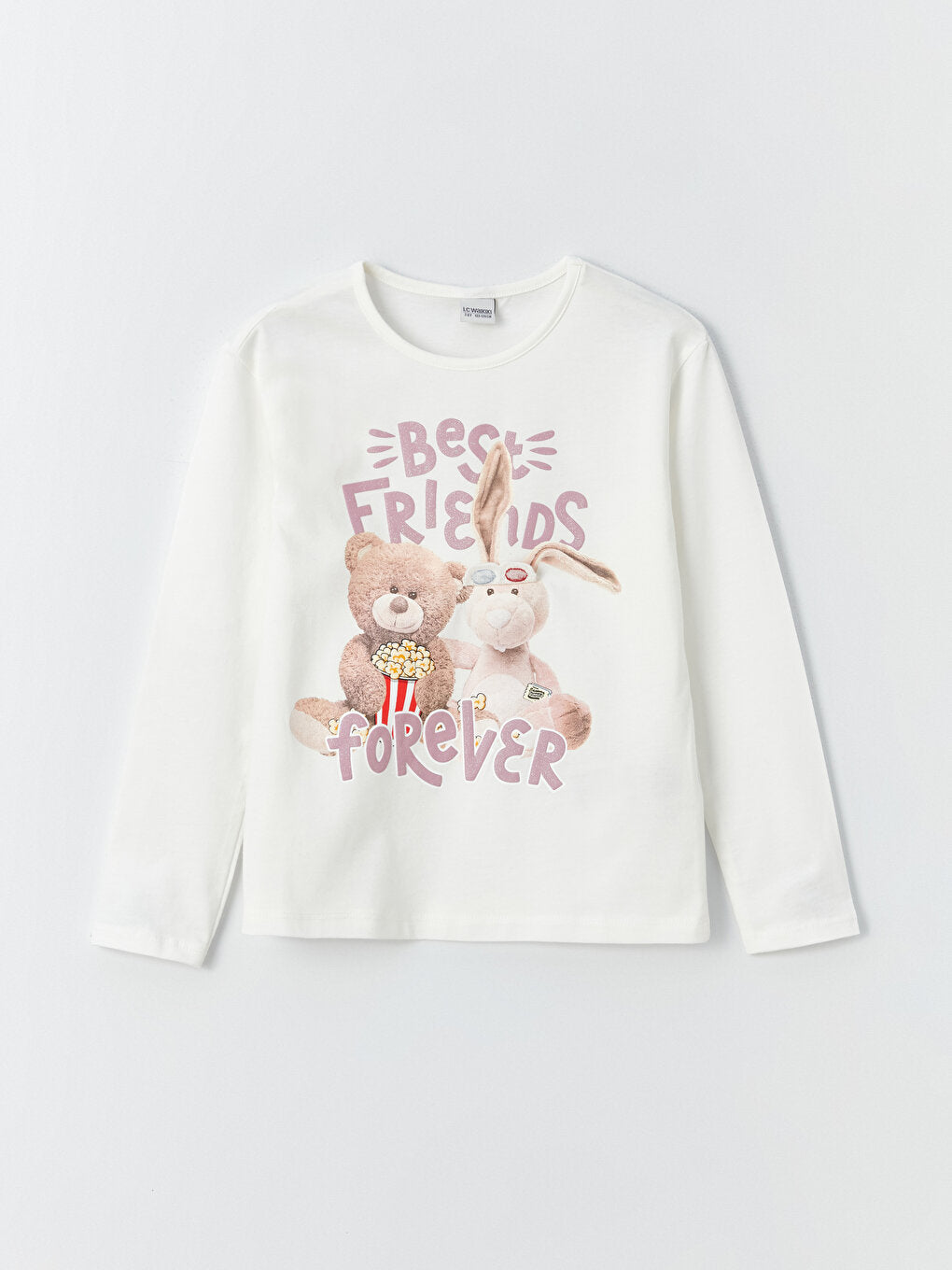 Crew Neck Printed Long Sleeve Girls' T-Shirt