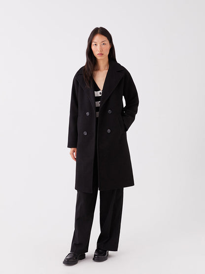 Women's Jacket Collar Plain Cashmere Coat