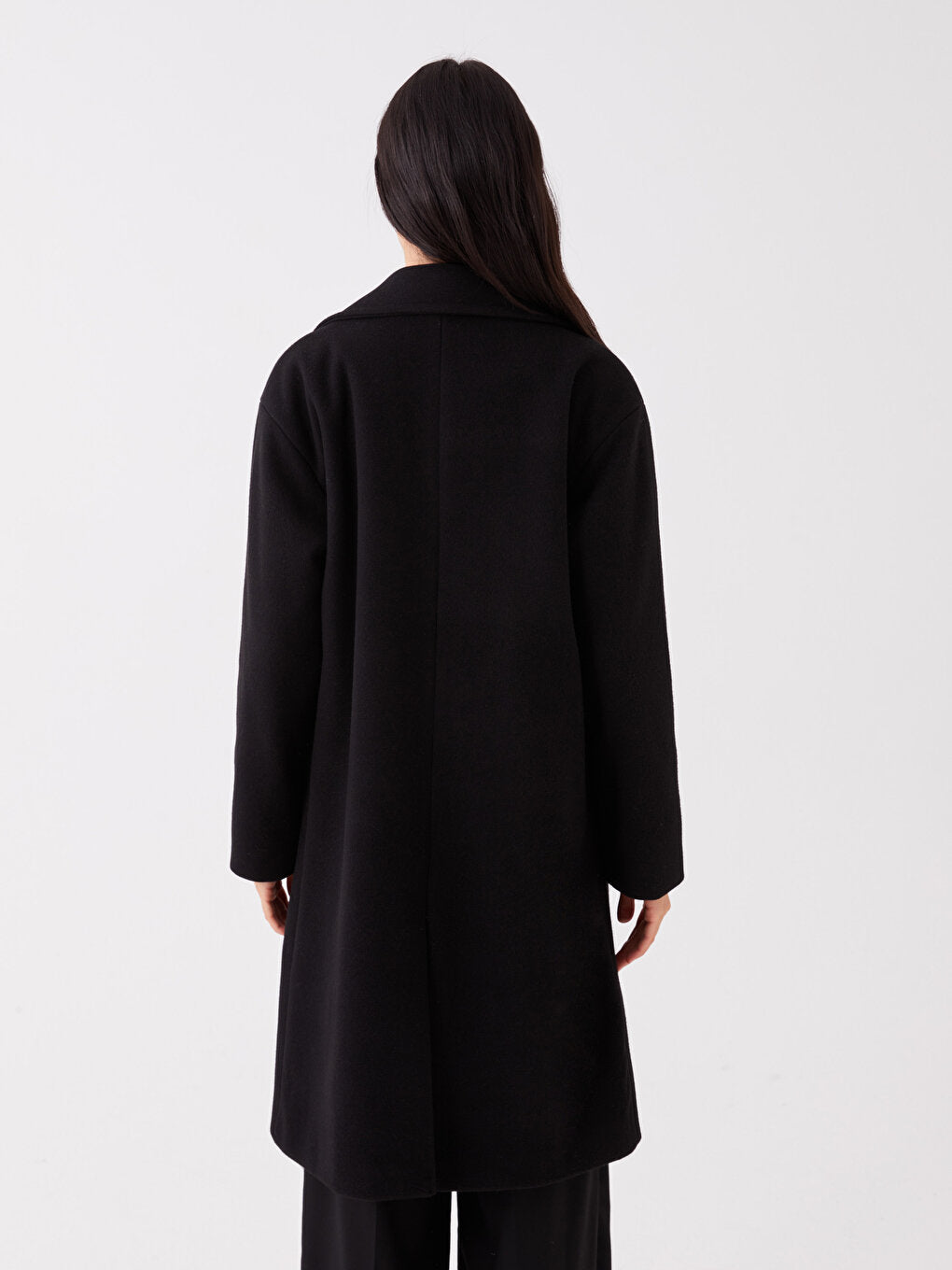 Women's Jacket Collar Plain Cashmere Coat