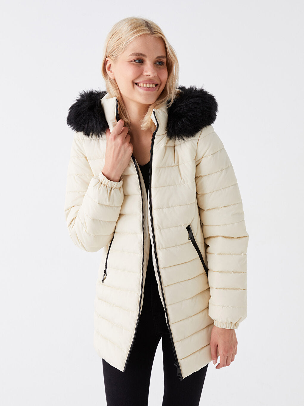 Women's Hooded Plain Puffer Coat