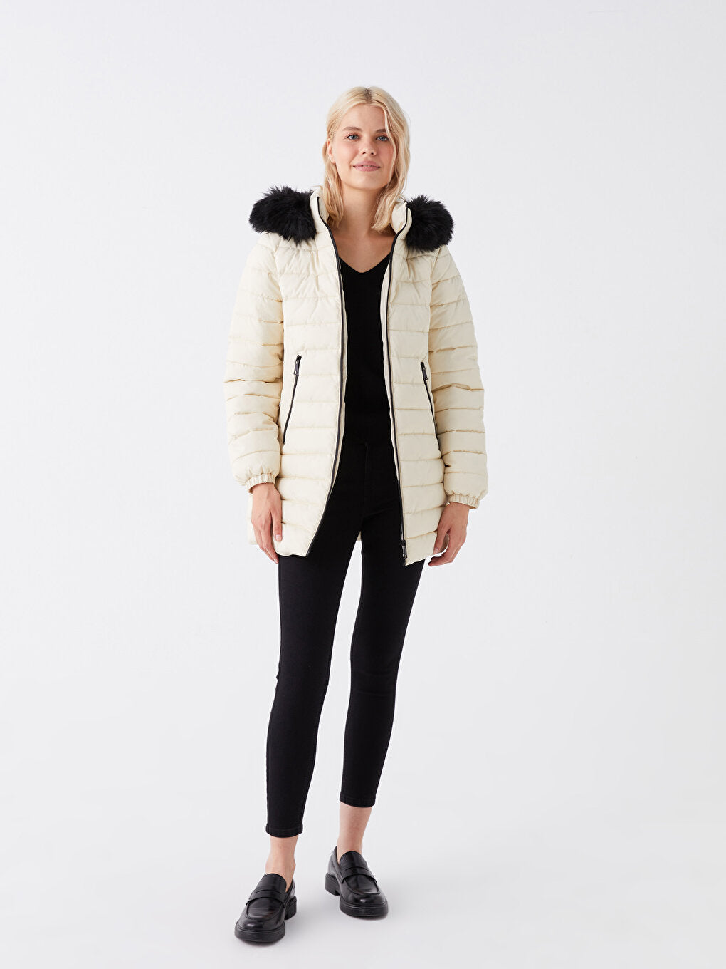 Women's Hooded Plain Puffer Coat