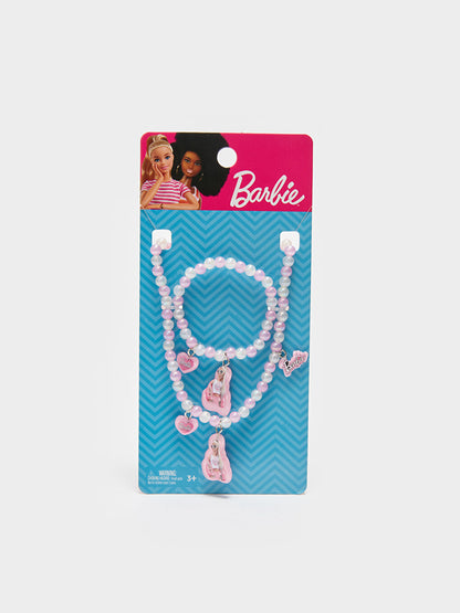 Barbie Printed Girl's Necklace and Bracelet Jewelry Set of 2