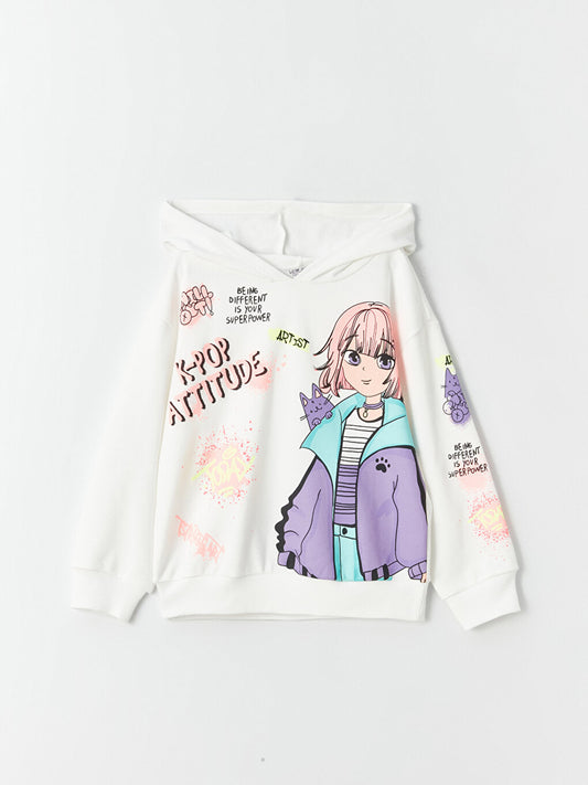 Printed Long Sleeve Girls' Hoodie